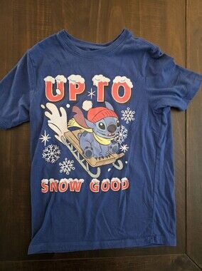 Disney Blue Graphic Tee with Red and Yellow Accents